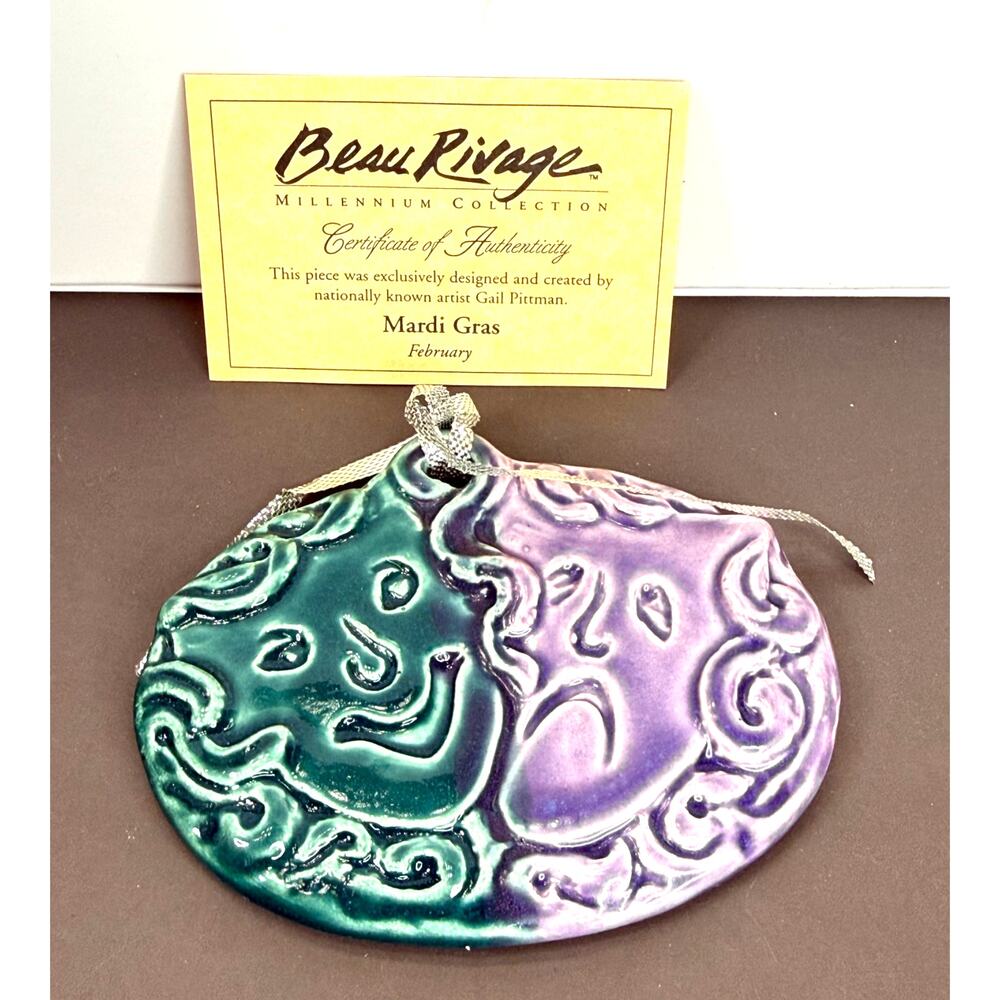 2004 Gail Pittman Mardi Gras Ornament Beau Rivage Certificate of Authenticity